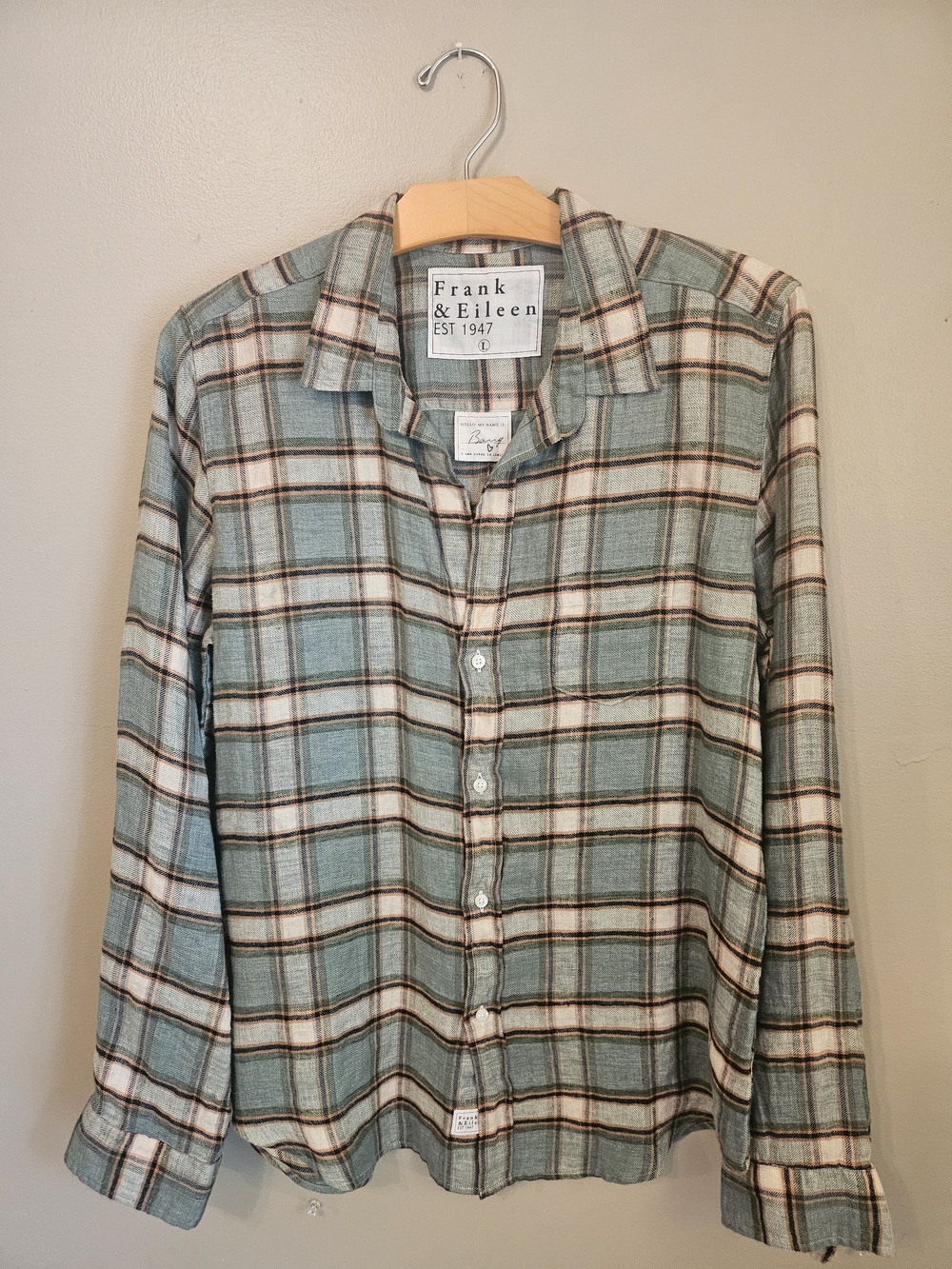 Frank & Eileen Light Sage Plaid Button-Up Shirt